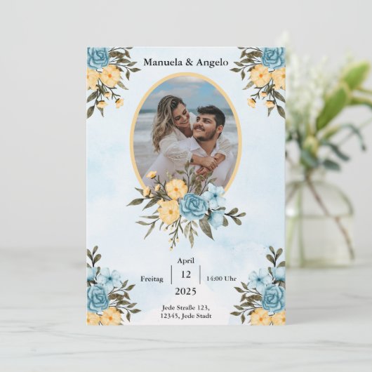  Elegant Customizable Wedding Invitation | Stylish 招待状 (スタンド正面)