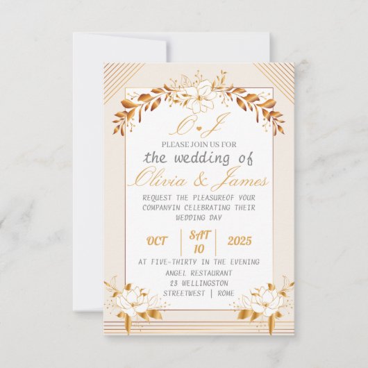 Elegant Customizable Wedding RSVP Card (正面)