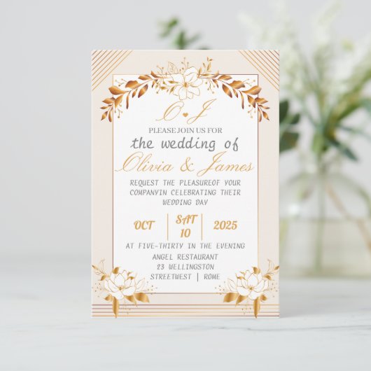 Elegant Customizable Wedding RSVP Card (スタンド正面)