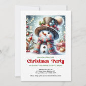 Elegant cute funny snowman holiday invite festive 招待状 (正面)