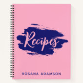 Elegant, Cute Recipe Journal (Pink & Indigo Blue)  ノートブック (正面)