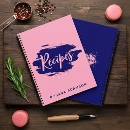 Elegant, Cute Recipe Journal (Pink & Indigo Blue)  ノートブック