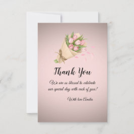 Elegant cute Soft PInk Tulips Bouquet Wedding サンキューカード