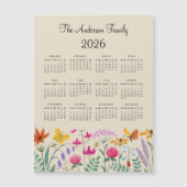 Elegant Cute Watercolor Wildflowers Calendar 2026 (正面)