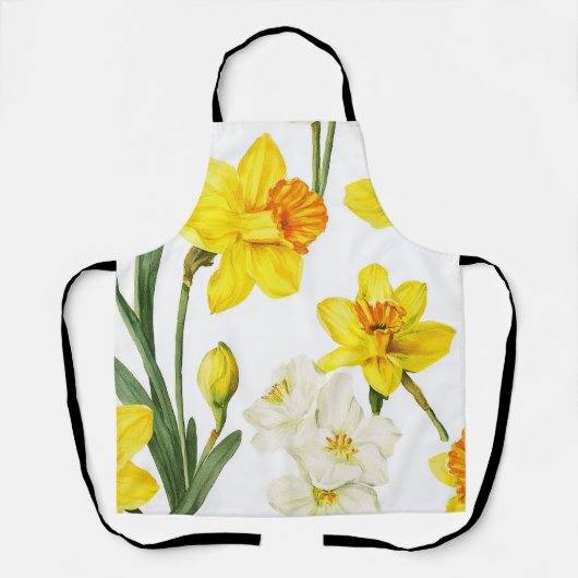 Elegant Daffodil Floral Pattern Kitchen Wear エプロン (正面)