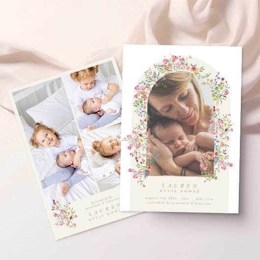elegant dainty floral arch 4 photo our baby birth 案内状