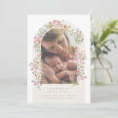 elegant dainty floral arch 4 photo our baby birth 案内状 (スタンド正面)