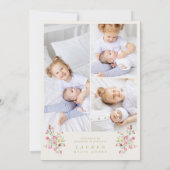 elegant dainty floral arch 4 photo our baby birth 案内状 (裏面)