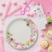 elegant dainty floral spring wedding Baby Shower ペーパープレート (パーティー)