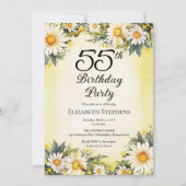 Elegant Daisies Garden Floral 55th Birthday Party 招待状 (正面)