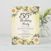 Elegant Daisies Garden Floral 55th Birthday Party 招待状 (スタンド正面)