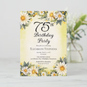Elegant Daisies Garden Floral 75th Birthday Party 招待状 (スタンド正面)