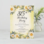 Elegant Daisies Garden Floral 85th Birthday Party 招待状 (スタンド正面)