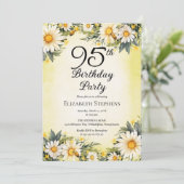 Elegant Daisies Garden Floral 95th Birthday Party 招待状 (スタンド正面)