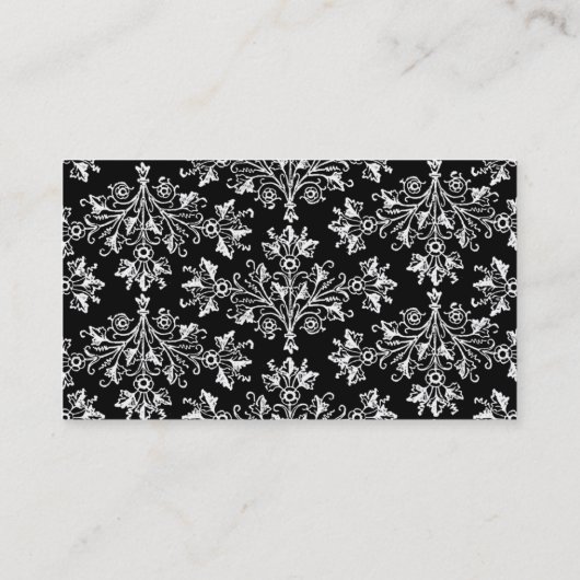 Elegant Daisy Damask in White on Black Custom 名刺 (裏面)