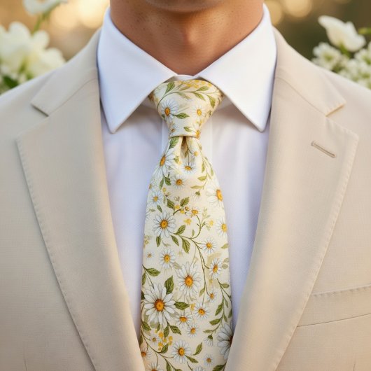 Elegant Daisy Floral Pattern ネクタイ