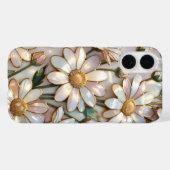 Elegant Daisy iPhone Case Stained Glass Ivory Gold Case-Mate iPhoneケース (裏面 (横))