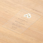 Elegant Daisy Watercolor Minimalist Wedding アクリル招待状 (レイダウン)