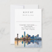 Elegant Dallas Skyline Watercolor Wedding 出欠カード (正面)