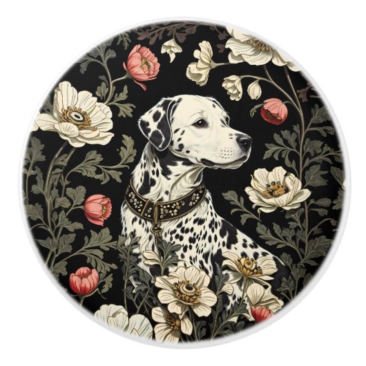 Elegant Dalmatian William Morris Inspired セラミックノブ (正面)