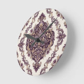 Elegant Damask ラウンド壁時計 (傾斜)