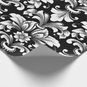 Elegant Damask black and white wrapping paper roll ラッピングペーパー (角)