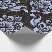 Elegant Damask blue and black wrapping paper roll ラッピングペーパー (角)