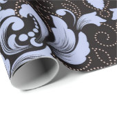 Elegant Damask blue and black wrapping paper roll ラッピングペーパー (ロールコーナー)