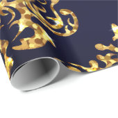 Elegant Damask Gold & Black Wrapping paper roll ラッピングペーパー (ロールコーナー)