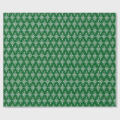 Elegant Damask Green Pattern Christmas Holiday ラッピングペーパー (フラット)