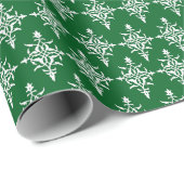 Elegant Damask Green Pattern Christmas Holiday ラッピングペーパー (ロールコーナー)