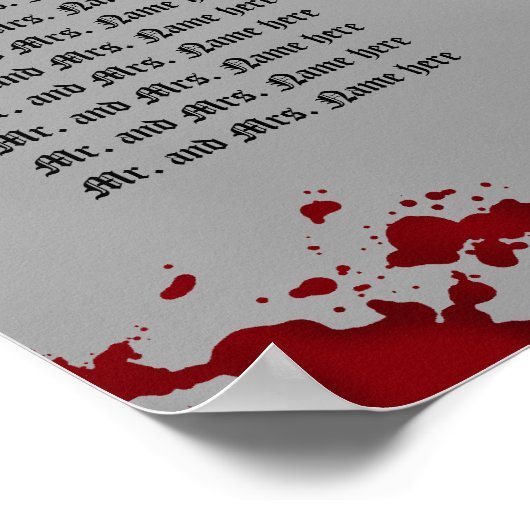 Elegant damask Halloween wedding seating chart ポスター (角)