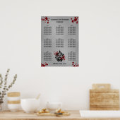 Elegant damask Halloween wedding seating chart ポスター (キッチン)