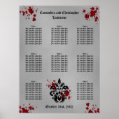 Elegant damask Halloween wedding seating chart ポスター (正面)