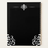Elegant Damask Monogrammed Black and white Office プランナー手帳 (裏面)