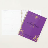 Elegant Damask Monogrammed Gold and Purple Office プランナー手帳 (ディスプレー)