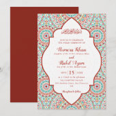 Elegant Damask Ornate Mihrab Muslim Wedding 招待状 (正面/裏面)