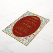 Elegant Damask Ornate Mihrab Muslim Wedding 箔招待状 (回転した状態)