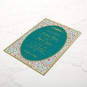 Elegant Damask Ornate Mihrab Muslim Wedding 箔招待状 (回転した状態)