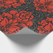 Elegant Damask Red and black wrapping paper roll ラッピングペーパー (角)