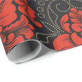 Elegant Damask Red and black wrapping paper roll ラッピングペーパー (ロールコーナー)