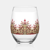 Elegant Damask Red and Gold Pattern ステムなしワイングラス (裏面)