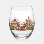 Elegant Damask Red and Gold Pattern ステムなしワイングラス (右)