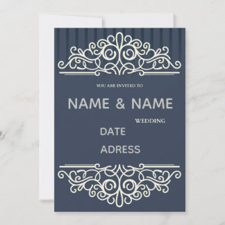  elegant damask wedding invitation 招待状