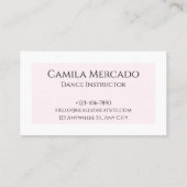 Elegant Dance Studio Ballet Dancer Blush Pink 名刺 (裏面)