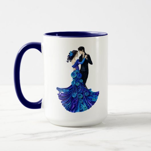 Elegant Dancing Couple Paper Quilling Art マグカップ (左)