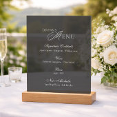 Elegant Dark Acrylic Wedding Drinks Menu Sign アクリルサイン