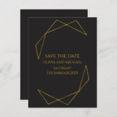Elegant dark and gold save the date card 案内ポストカード (正面/裏面)