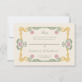 Elegant Dark Art Nouveau RSVP Card (正面)