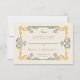 Elegant Dark Art Nouveau RSVP Card